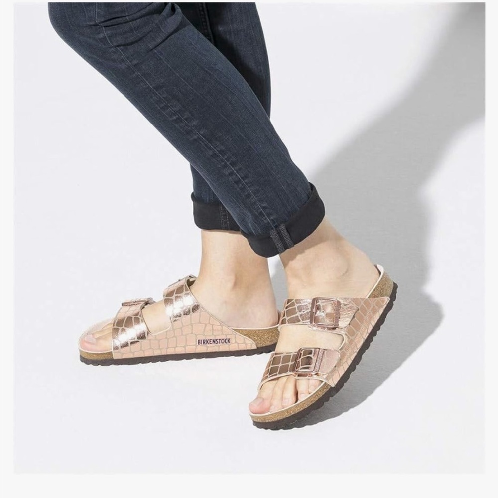 Birkenstock Arizona Gator Gleam Two-Strap Comfort Sandal sz 6 woman - Picture 5 of 6